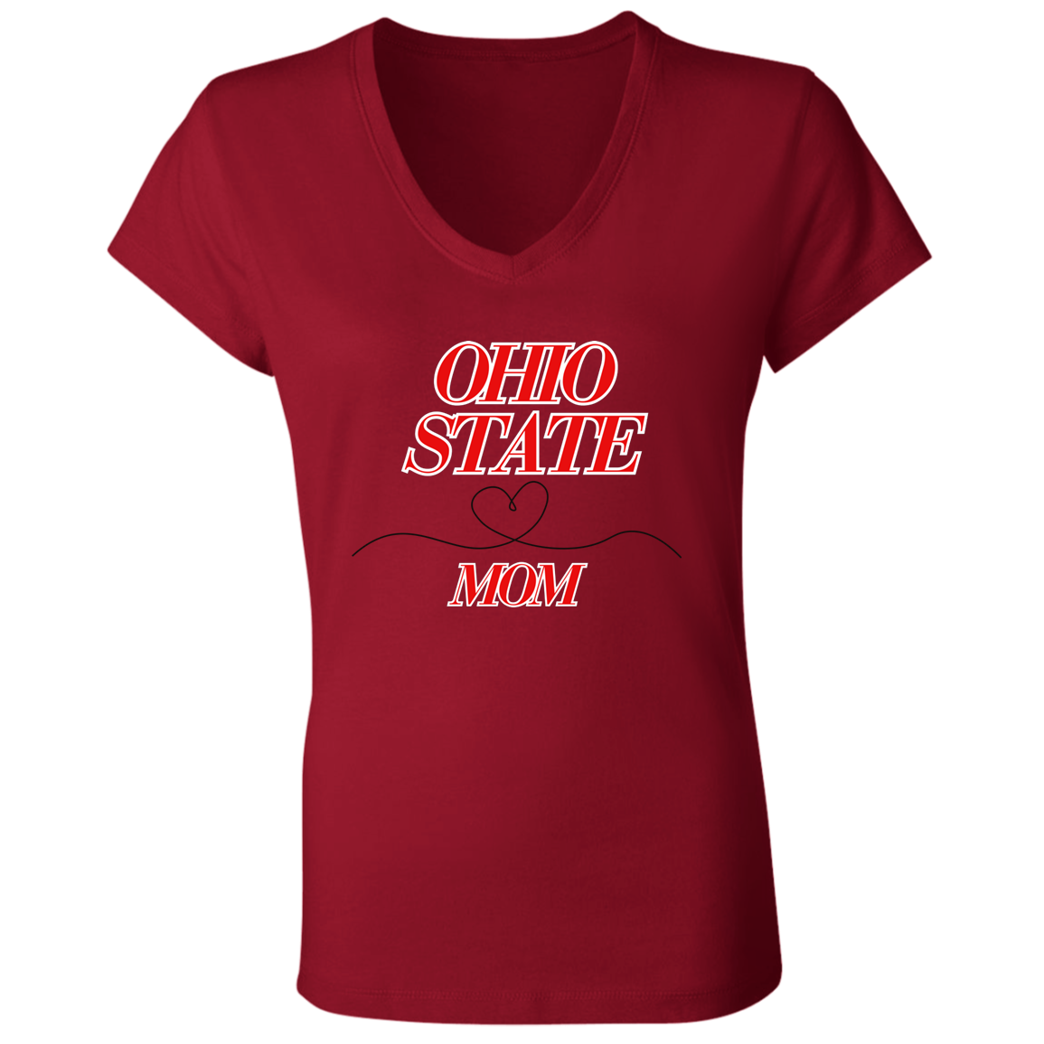 OSUMOM Ohio State Ladies' Jersey V-Neck T-Shirt