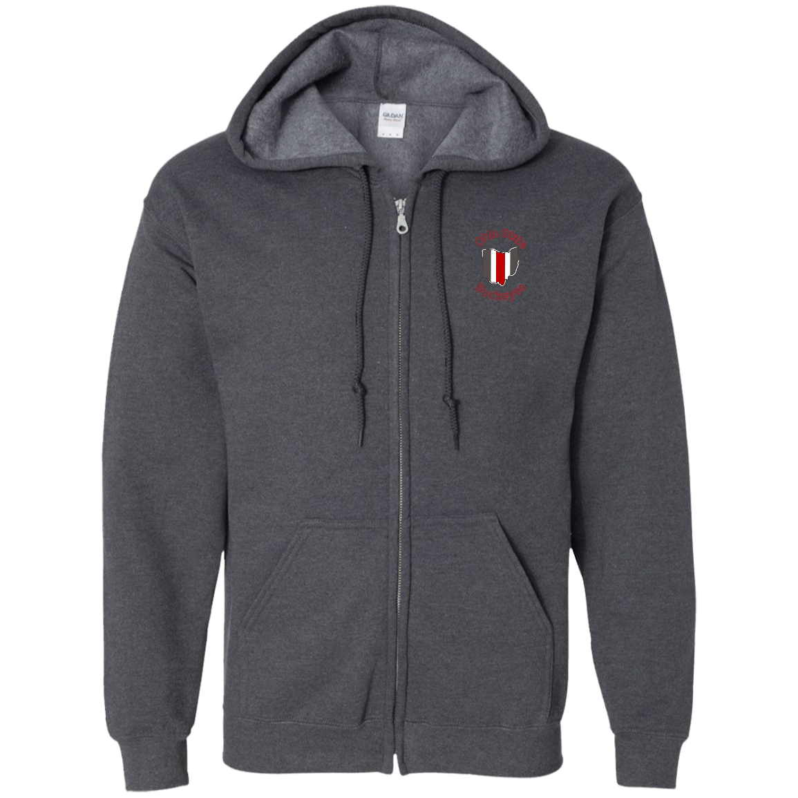 BUCKOHIO Ohio State Zip Up Hooded Sweatshirt (Red Stitching)