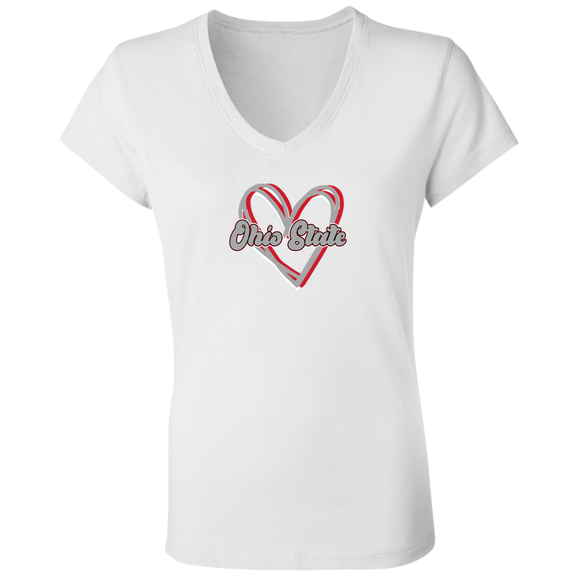 HEART Ohio State Ladies' Jersey V-Neck T-Shirt