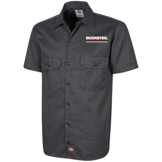 BUCKEYES. Ohio State Dickies Men's Short Sleeve Workshirt