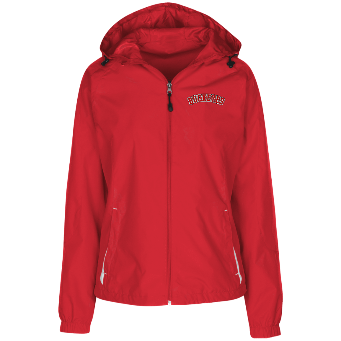 BUCKEYES Ohio State Ladies' Jersey-Lined Hooded Windbreaker