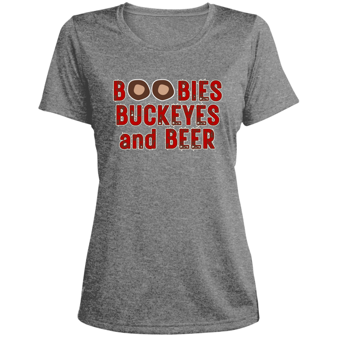 BOOBS Ohio State Ladies' Heather Scoop Neck Performance Tee