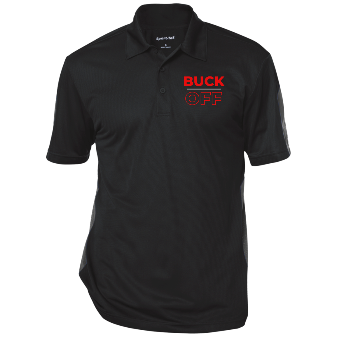 BUCK OFF Ohio State Performance Textured Three-Button Polo