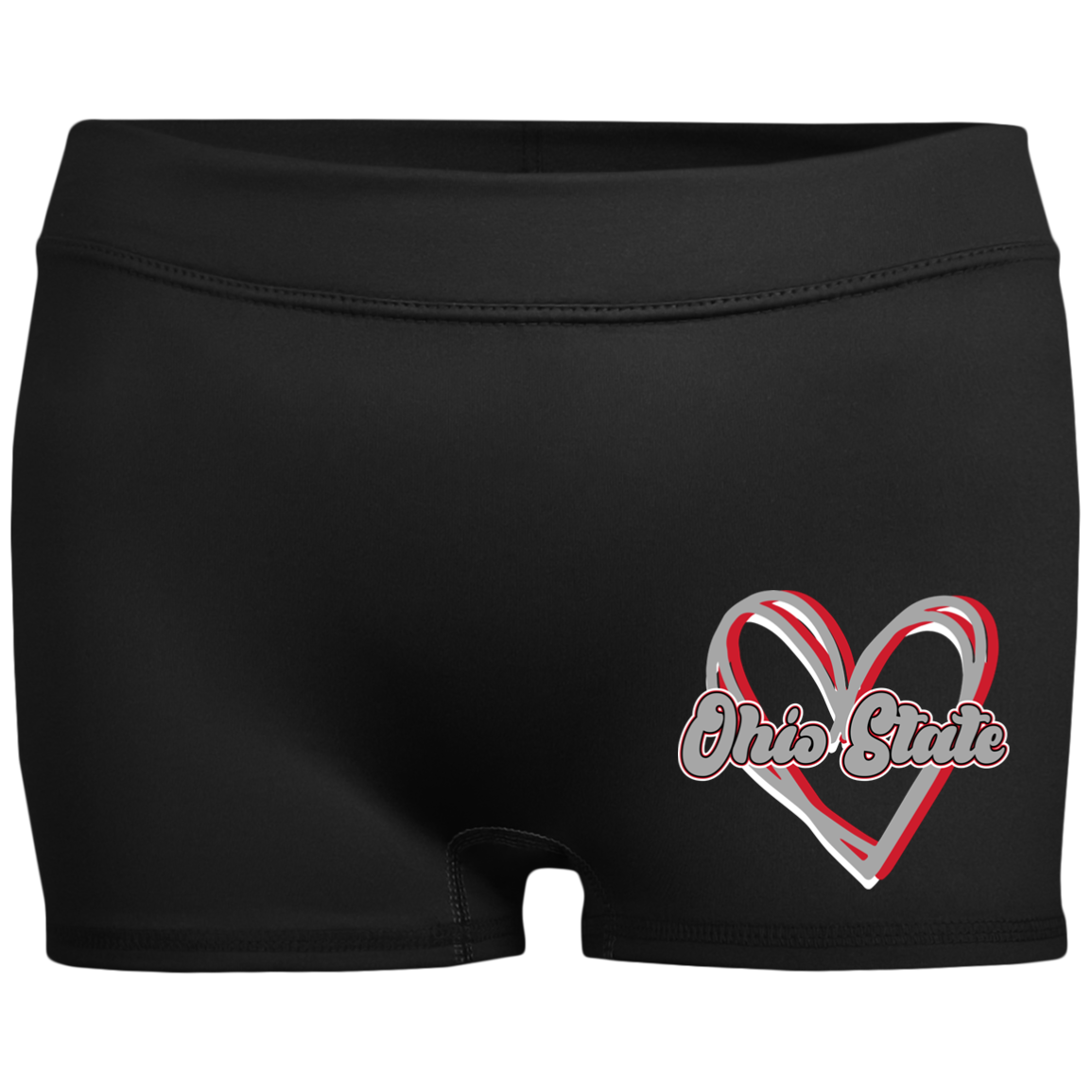 HEART Ohio State Ladies' Fitted Moisture-Wicking 2.5 inch Inseam Shorts