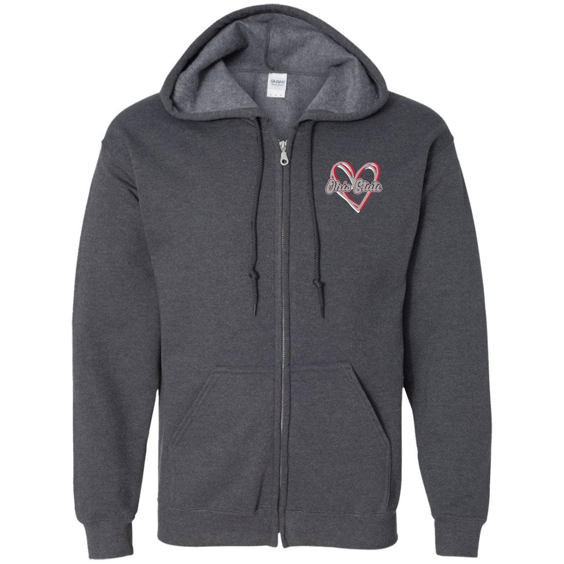 HEART Ohio State Zip Up Hooded Sweatshirt