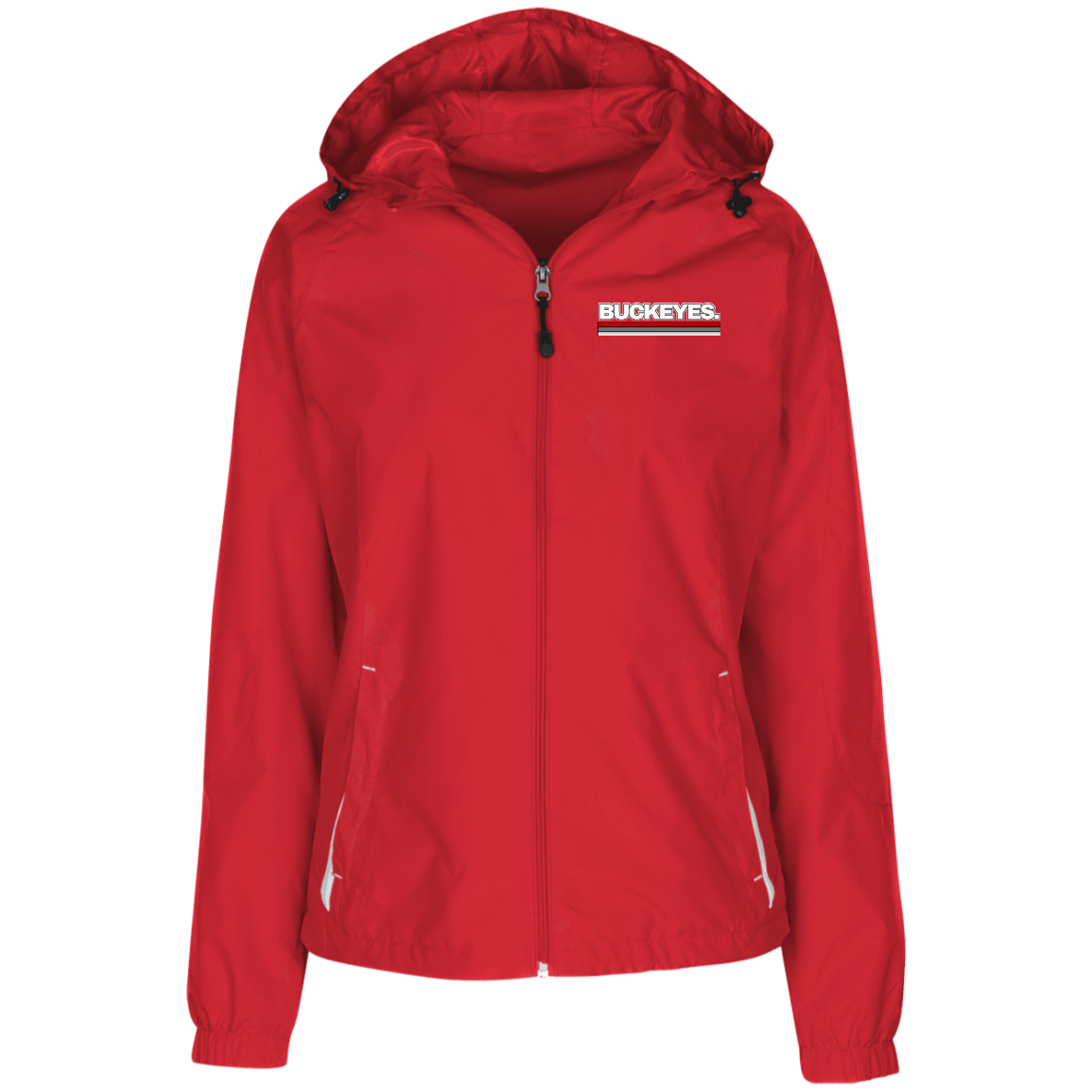 BUCKEYES. Ohio State Ladies' Jersey-Lined Hooded Windbreaker