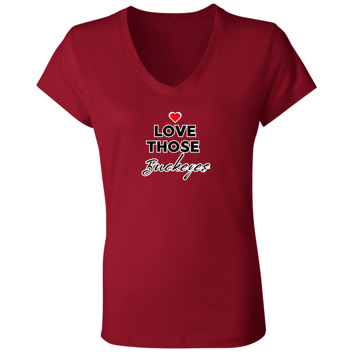 LOVEBUCKS Ohio State Ladies' Jersey V-Neck T-Shirt