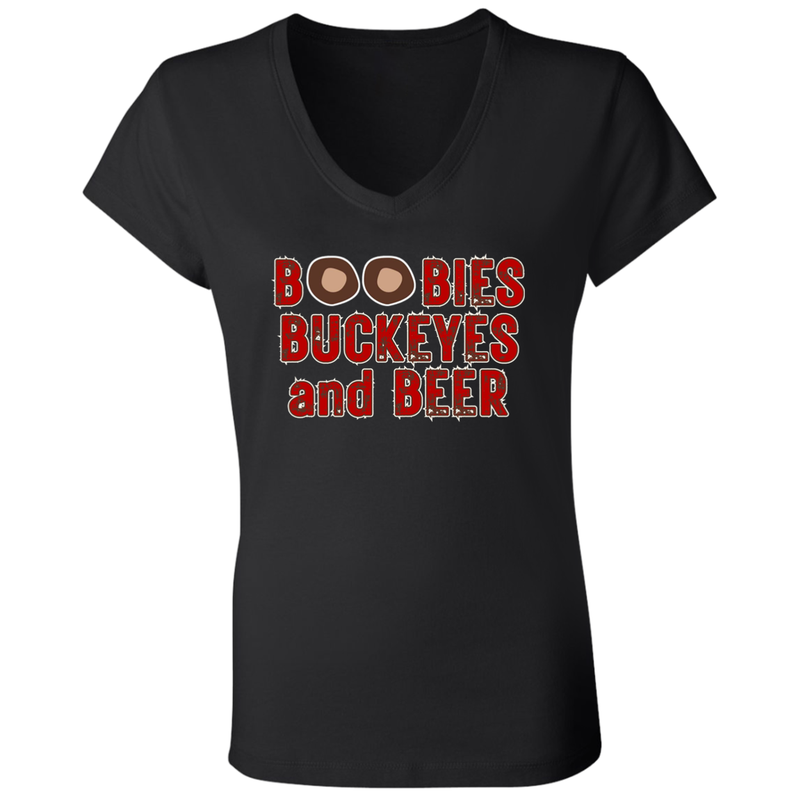 BOOBS Ohio State Ladies' Jersey V-Neck T-Shirt