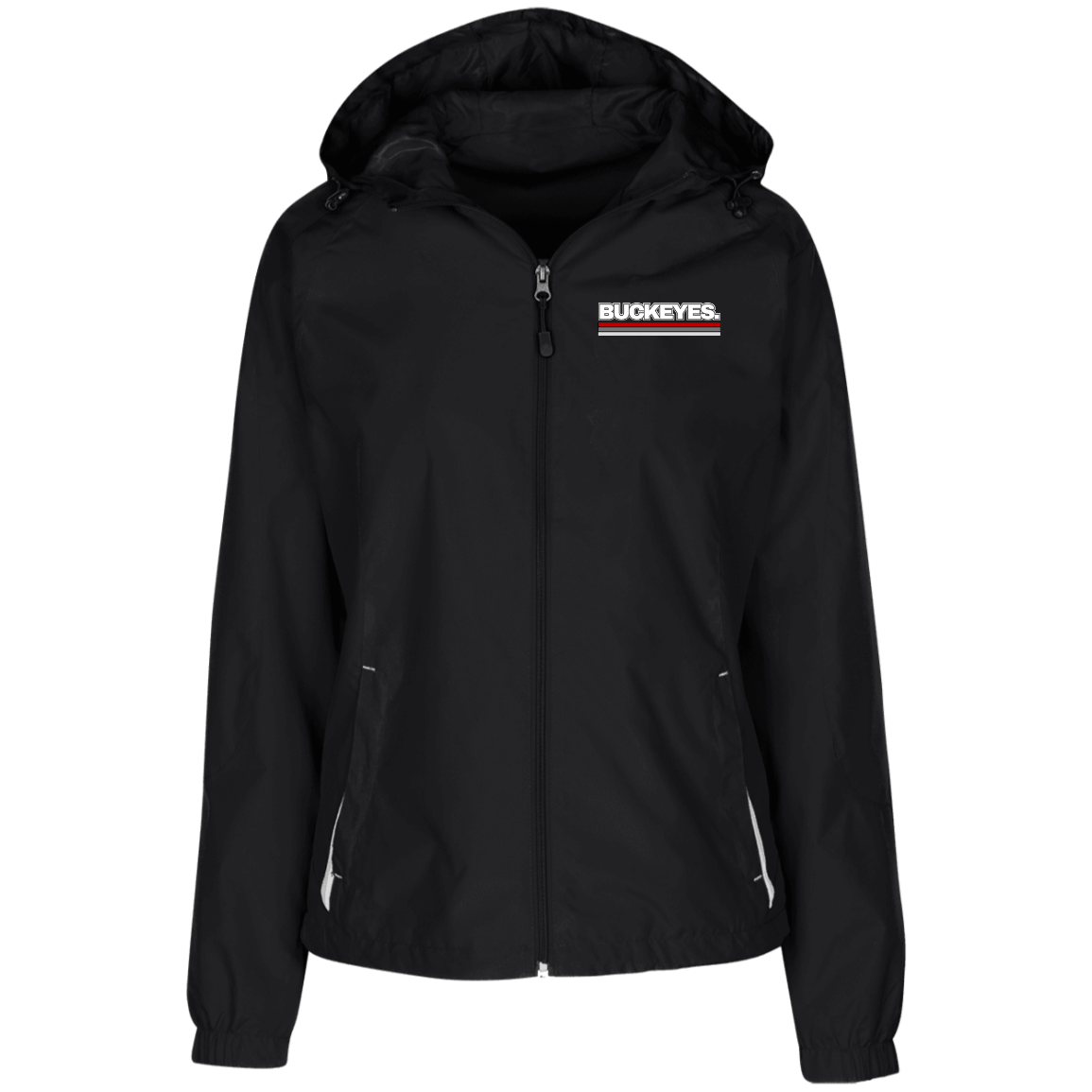 BUCKEYES. Ohio State Ladies' Jersey-Lined Hooded Windbreaker