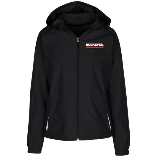 BUCKEYES. Ohio State Ladies' Jersey-Lined Hooded Windbreaker