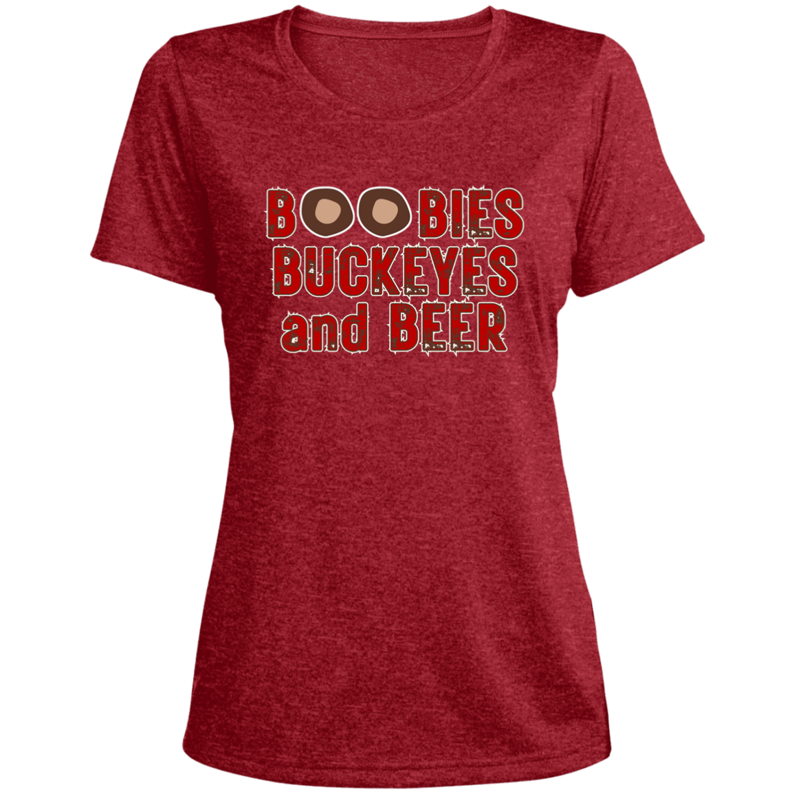 BOOBS Ohio State Ladies' Heather Scoop Neck Performance Tee