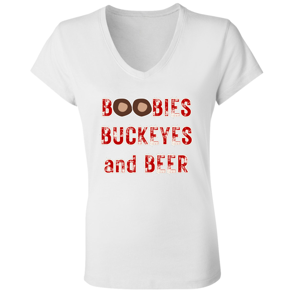 BOOBIES Ohio State Ladies' Jersey V-Neck T-Shirt