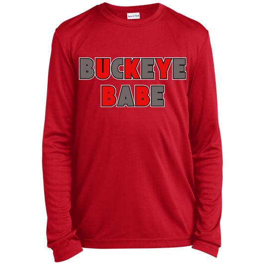 BUCKBABE Ohio State Youth Long Sleeve Performance Tee