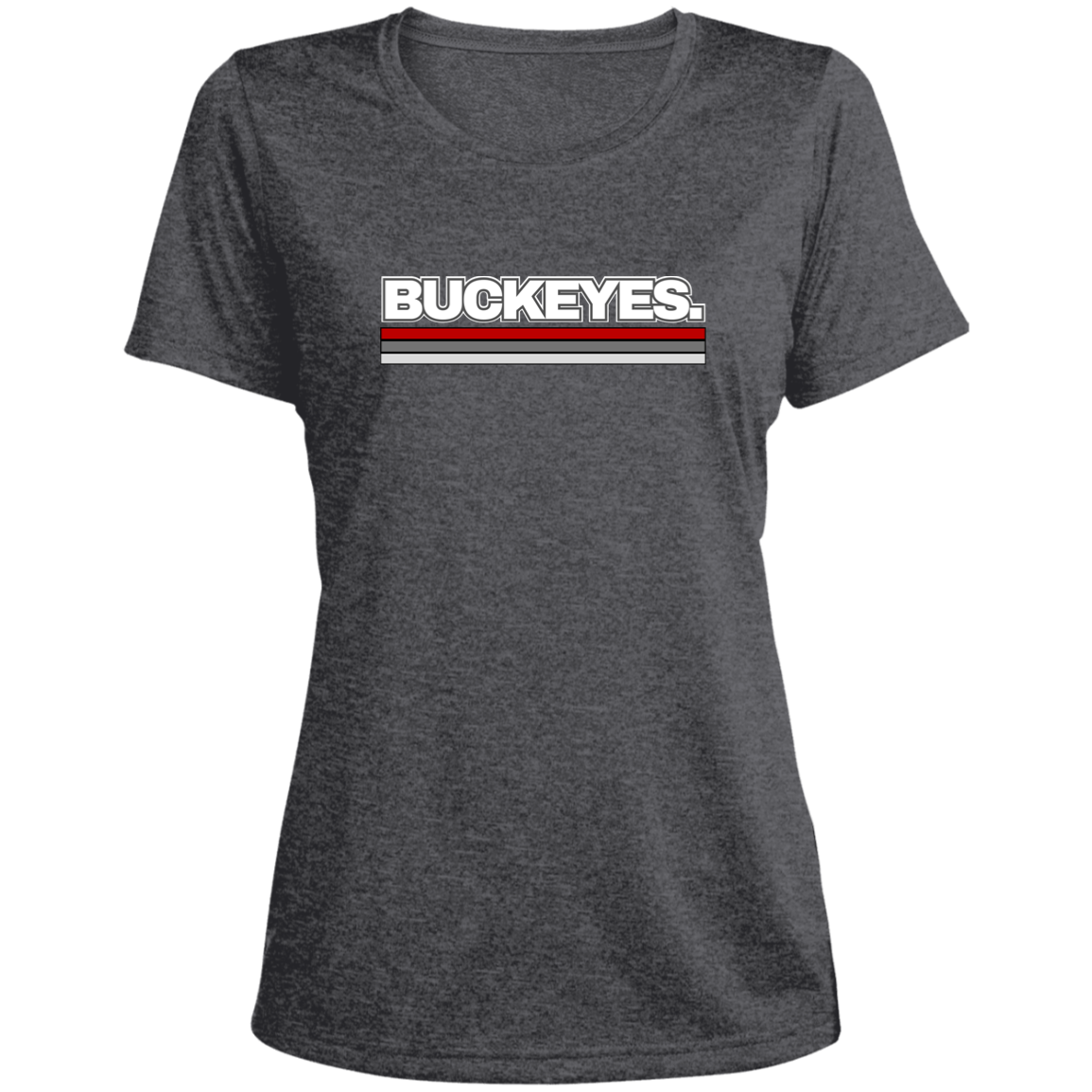 BUCKEYES. Ohio State Ladies' Heather Scoop Neck Performance Tee