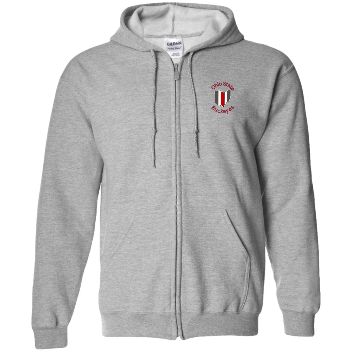 BUCKOHIO Ohio State Zip Up Hooded Sweatshirt (Red Stitching)