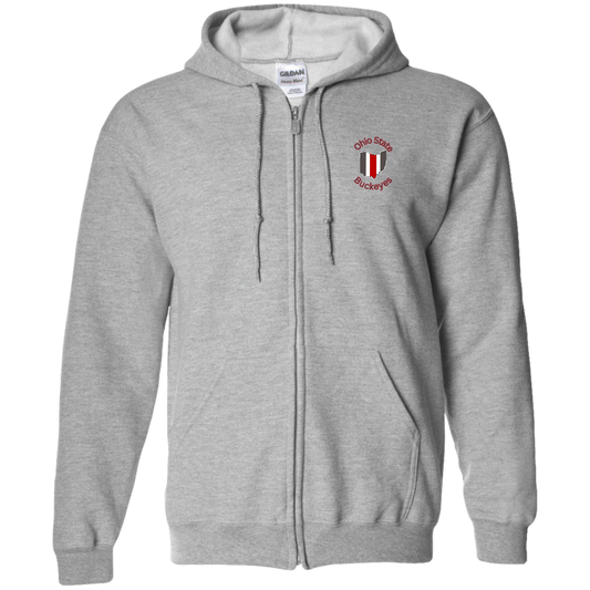 BUCKOHIO Ohio State Zip Up Hooded Sweatshirt (Red Stitching)