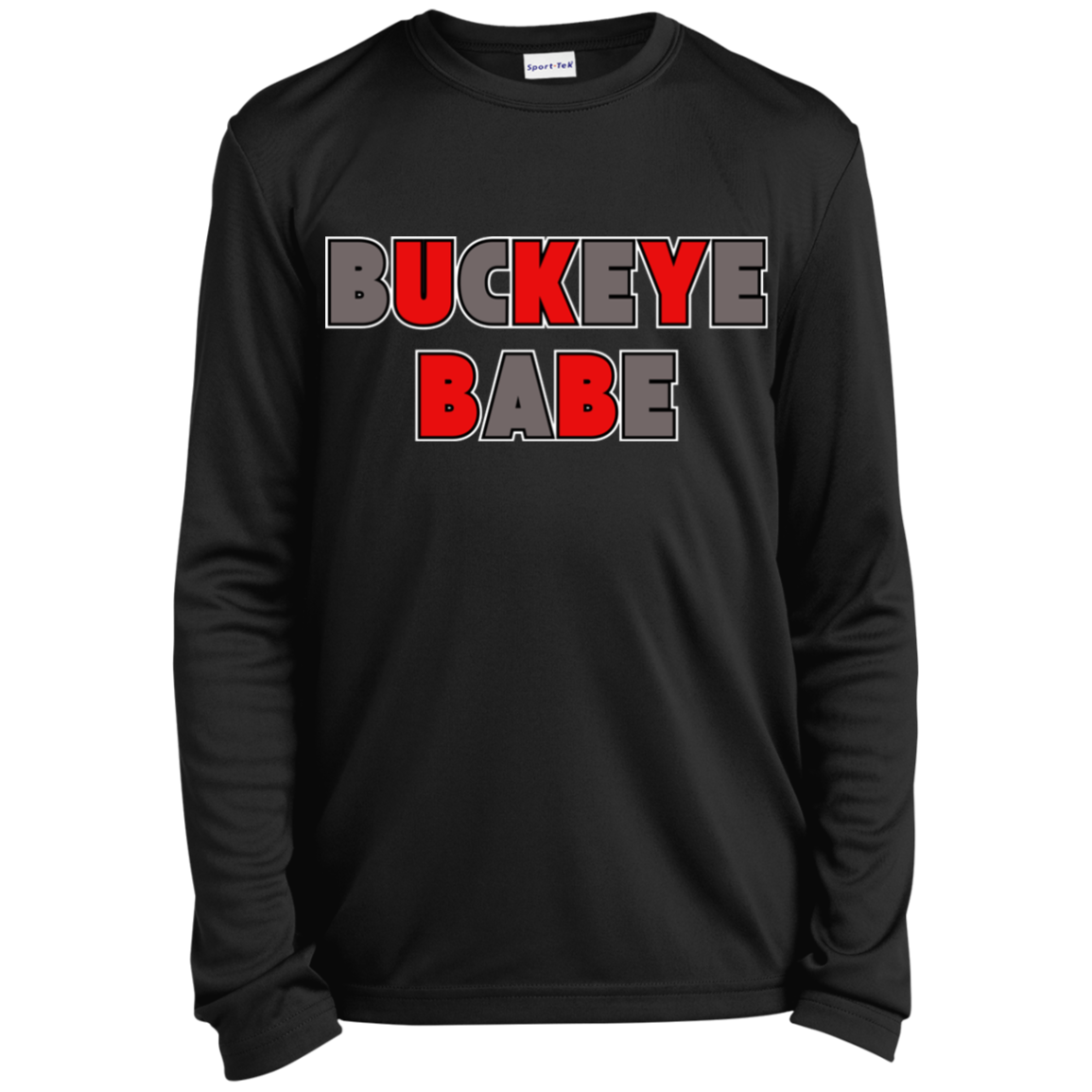 BUCKBABE Ohio State Youth Long Sleeve Performance Tee