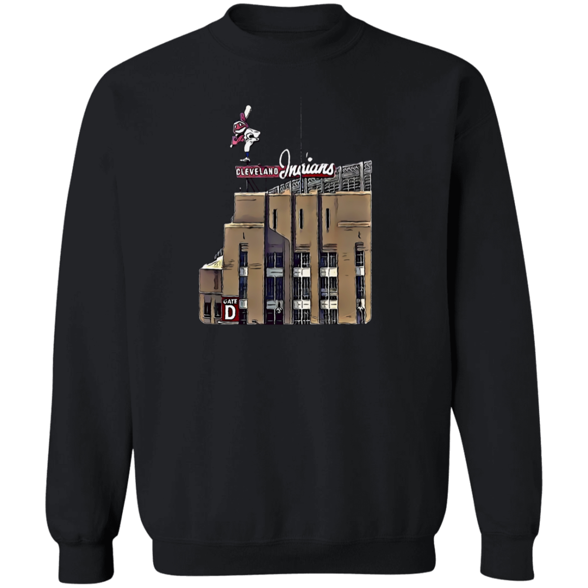 GATE D Cleveland Baseball Crewneck Pullover Sweatshirt