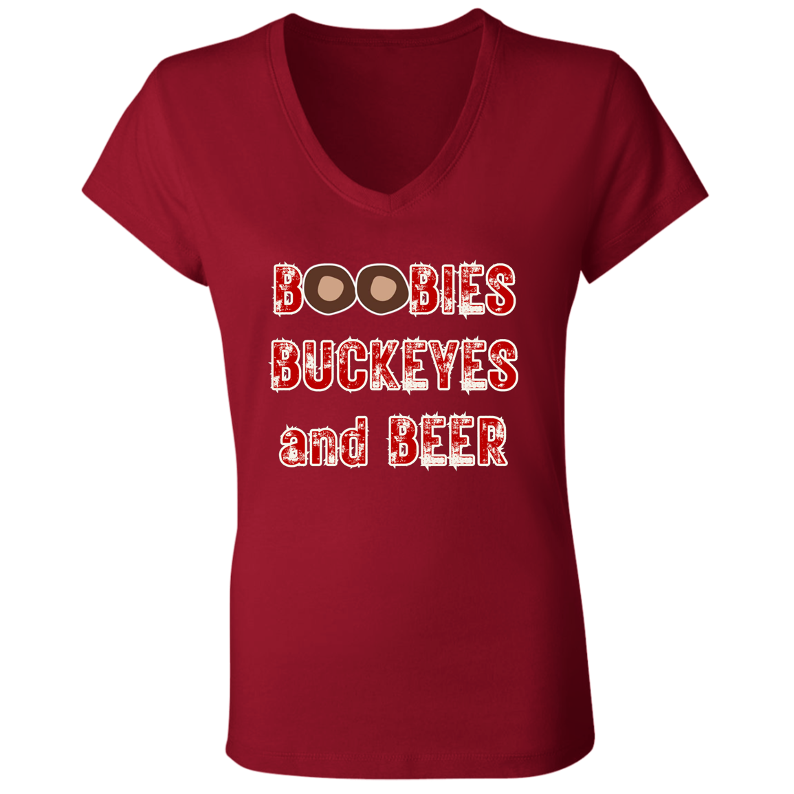 BOOBIES Ohio State Ladies' Jersey V-Neck T-Shirt