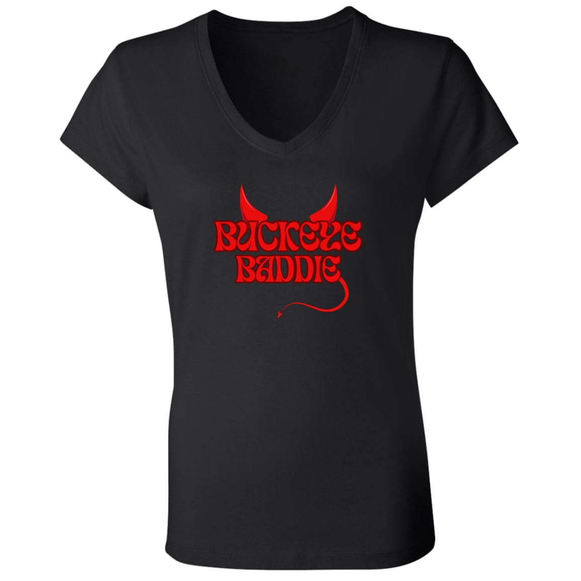 BADDIE Ohio State Ladies' Jersey V-Neck T-Shirt