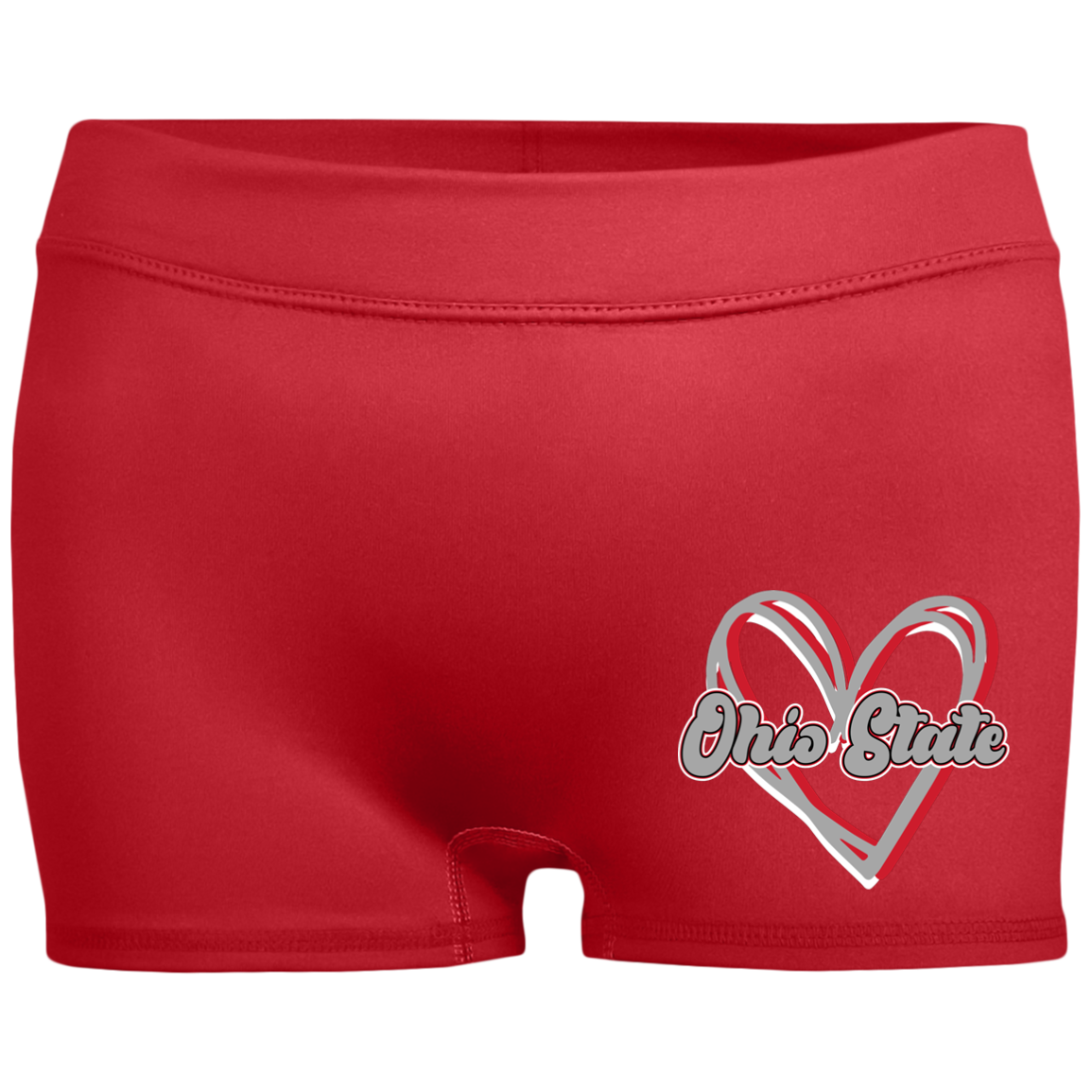 HEART Ohio State Ladies' Fitted Moisture-Wicking 2.5 inch Inseam Shorts