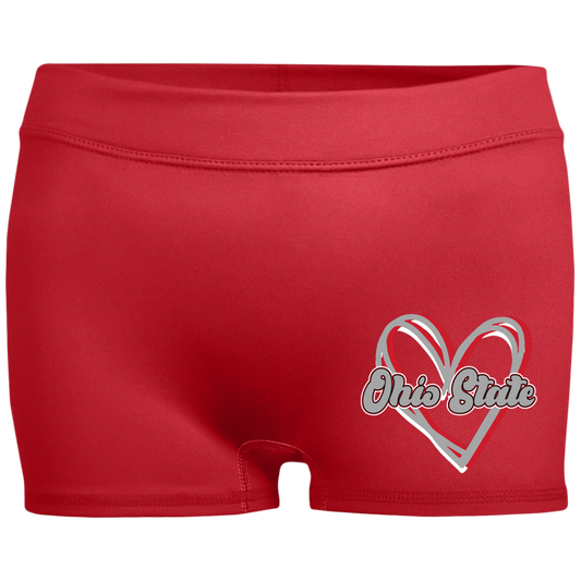 HEART Ohio State Ladies' Fitted Moisture-Wicking 2.5 inch Inseam Shorts