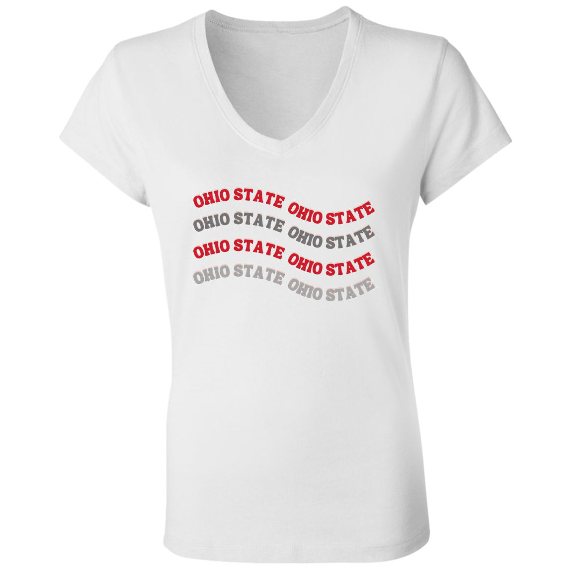 WAVE Ohio State Ladies' Jersey V-Neck T-Shirt