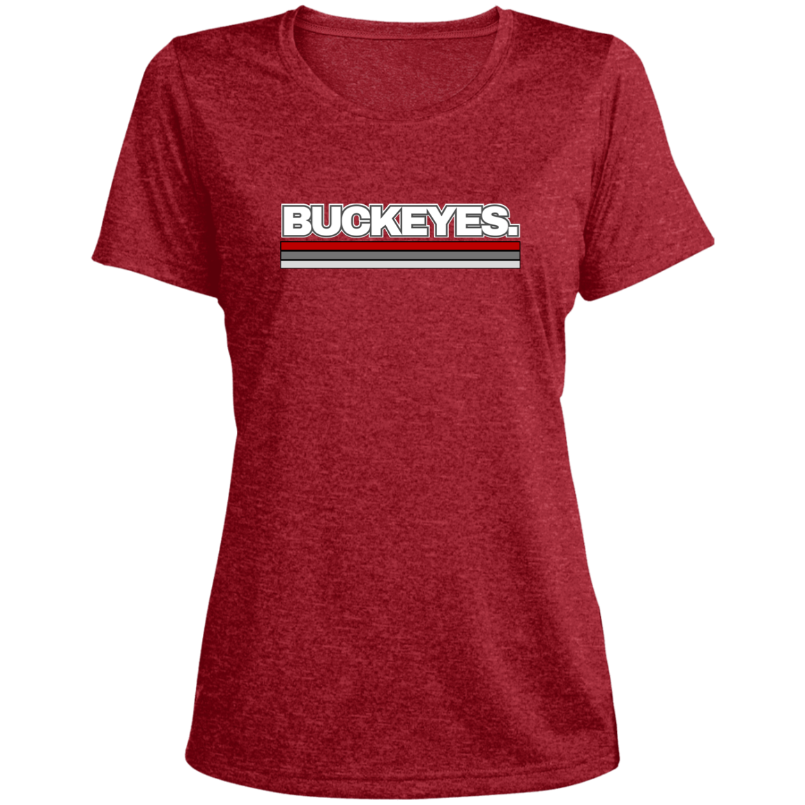 BUCKEYES. Ohio State Ladies' Heather Scoop Neck Performance Tee