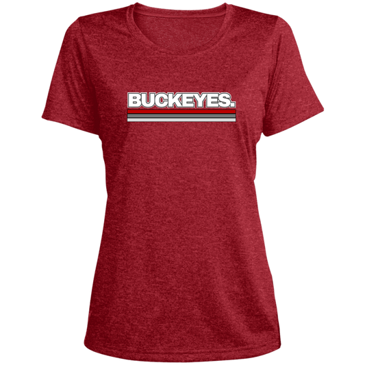 BUCKEYES. Ohio State Ladies' Heather Scoop Neck Performance Tee