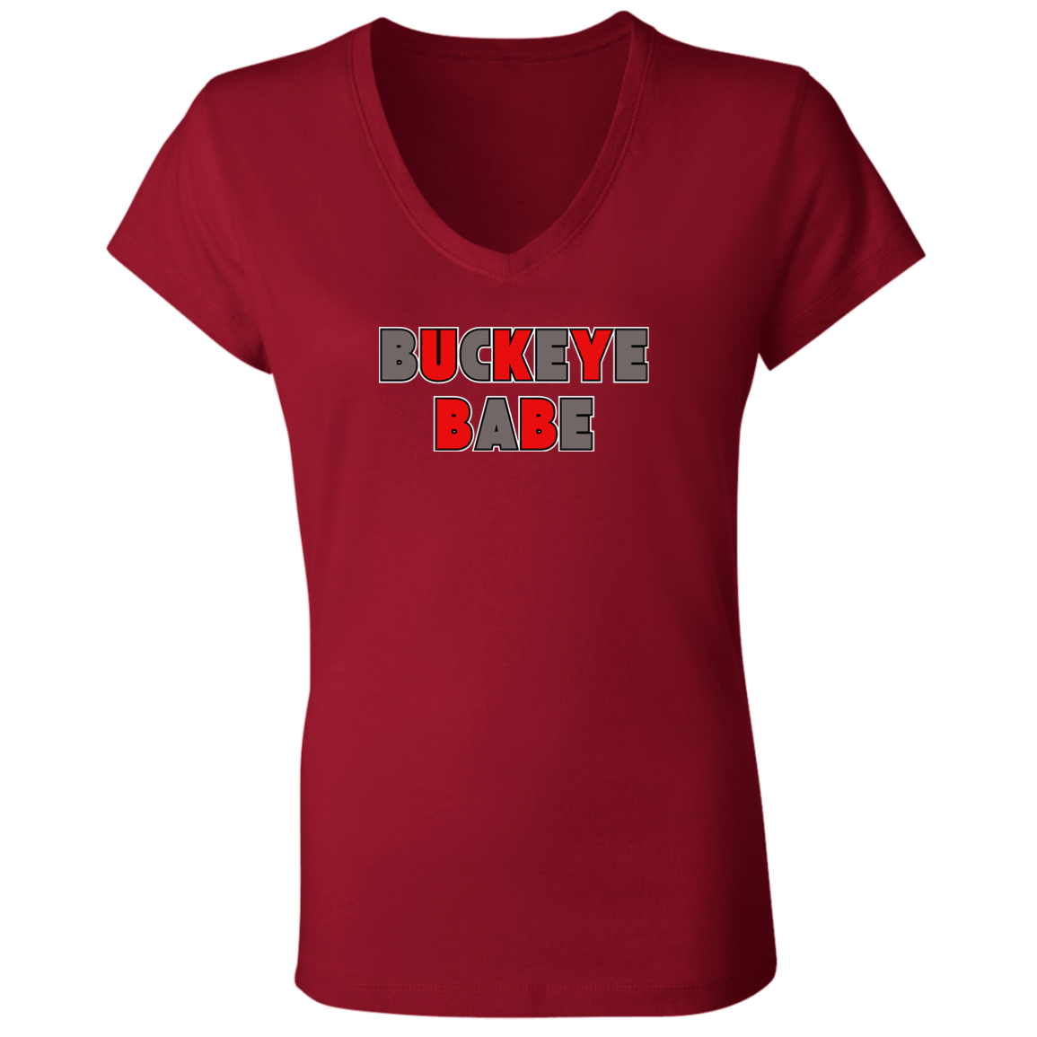 BUCKBABE Ohio State Ladies' Jersey V-Neck T-Shirt