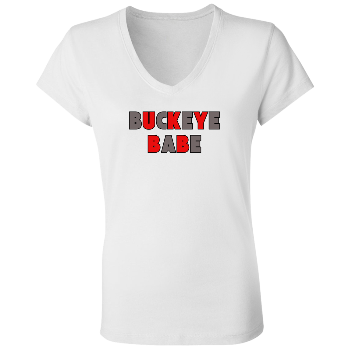 BUCKBABE Ohio State Ladies' Jersey V-Neck T-Shirt