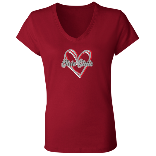 HEART Ohio State Ladies' Jersey V-Neck T-Shirt