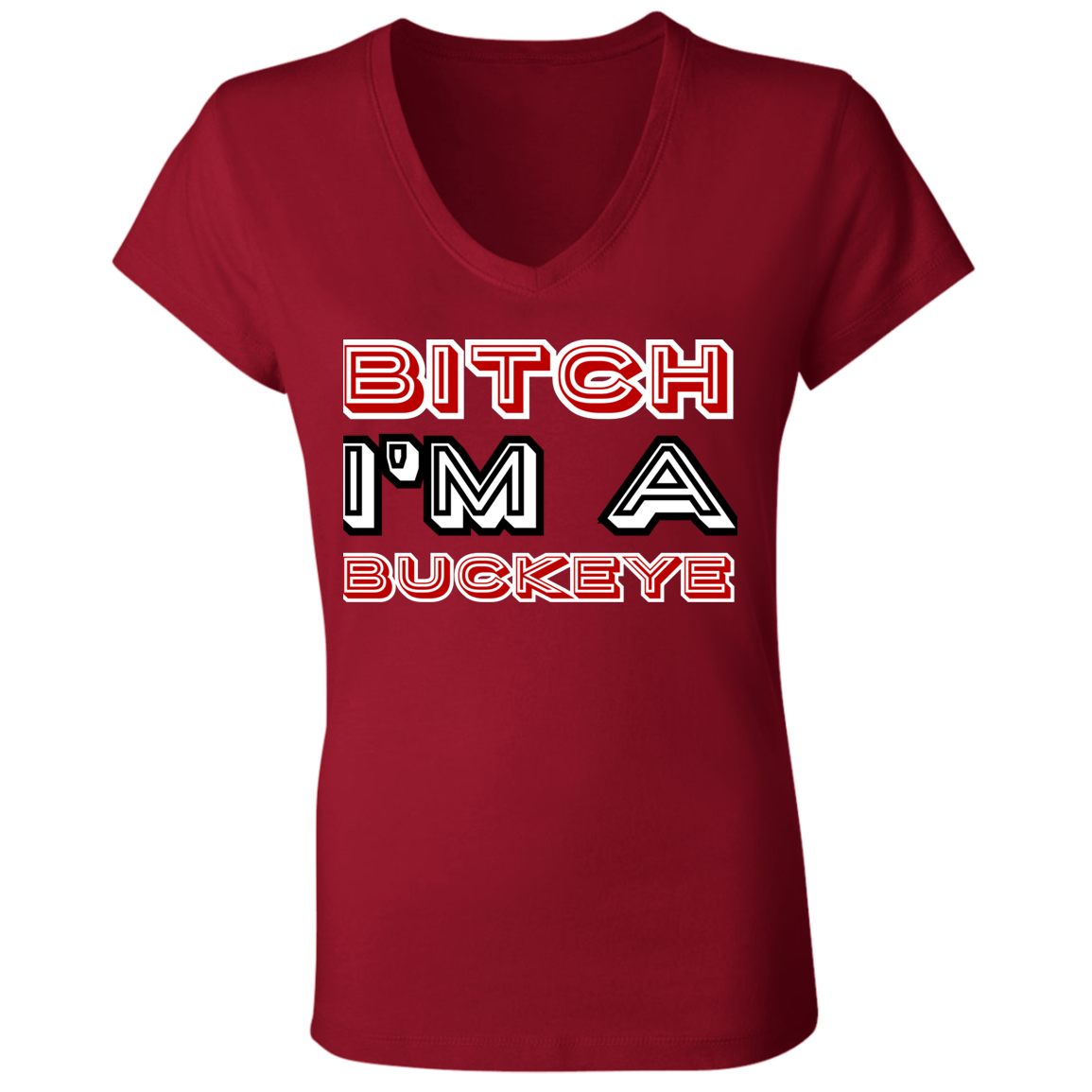 BITCH Ohio State Ladies' Jersey V-Neck T-Shirt