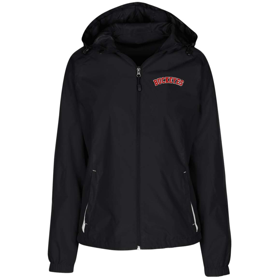 BUCKEYES Ohio State Ladies' Jersey-Lined Hooded Windbreaker