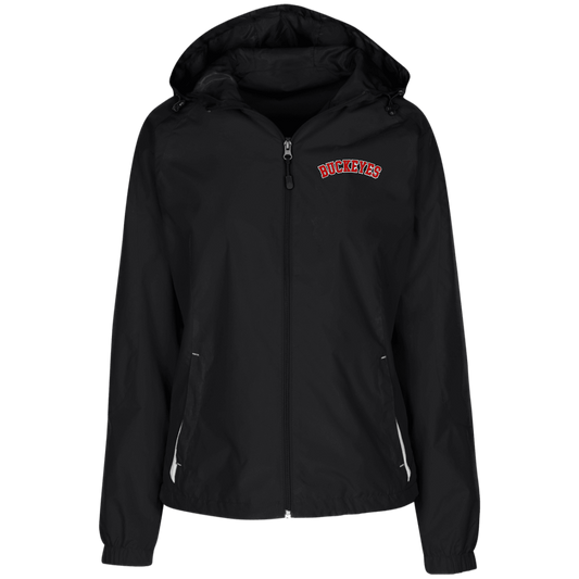 BUCKEYES Ohio State Ladies' Jersey-Lined Hooded Windbreaker