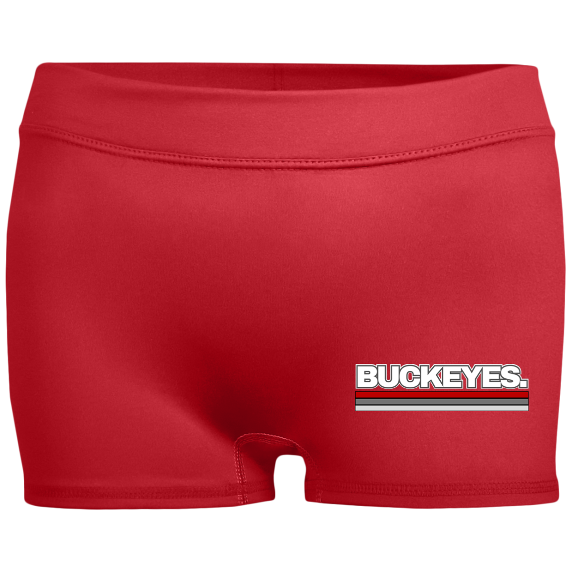 BUCKEYES. Ohio State Ladies' Fitted Moisture-Wicking 2.5 inch Inseam Shorts