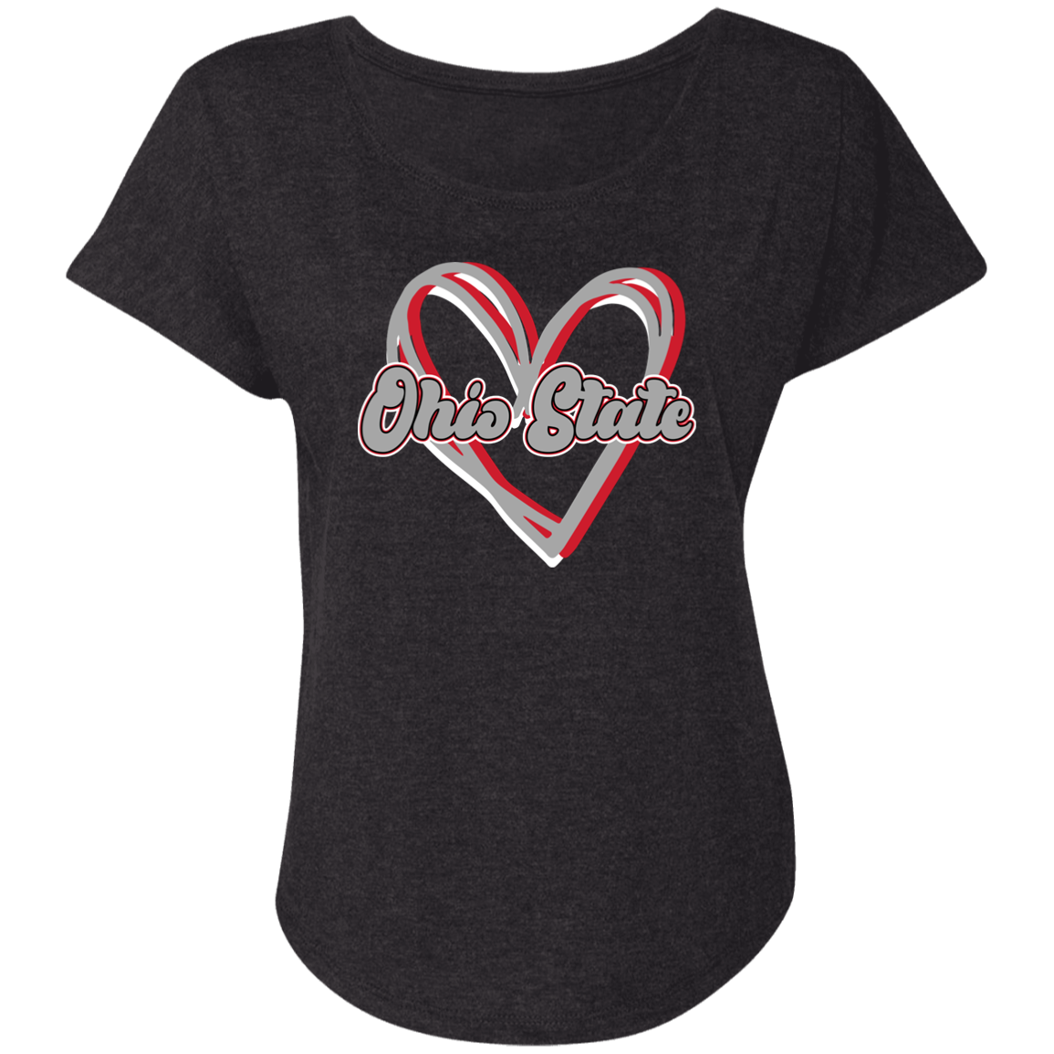 HEART Ohio State Ladies' Triblend Dolman Sleeve