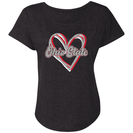 HEART Ohio State Ladies' Triblend Dolman Sleeve