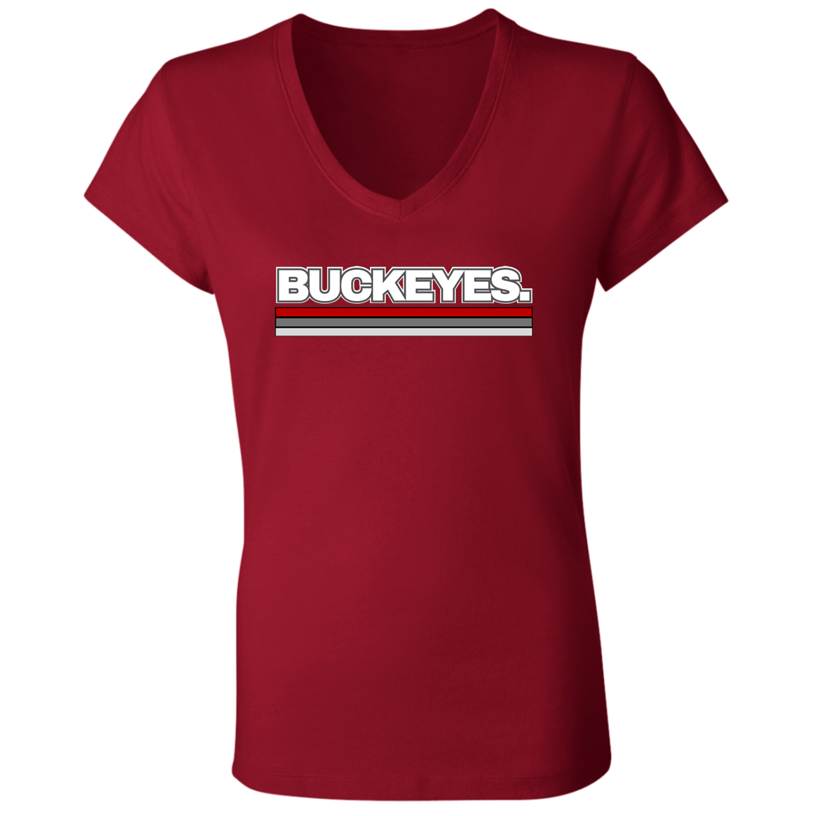 BUCKEYES. Ohio State Ladies' Jersey V-Neck T-Shirt