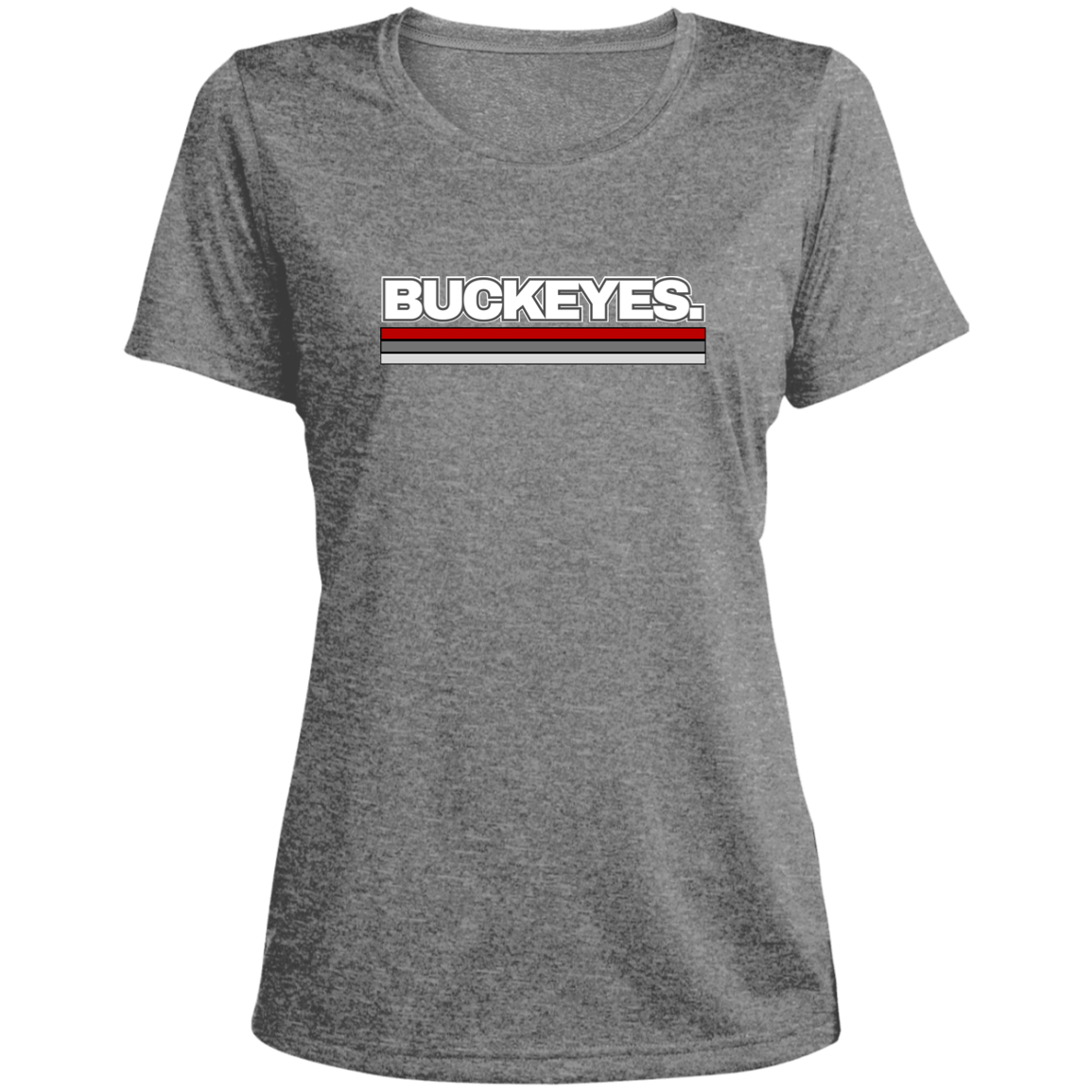 BUCKEYES. Ohio State Ladies' Heather Scoop Neck Performance Tee