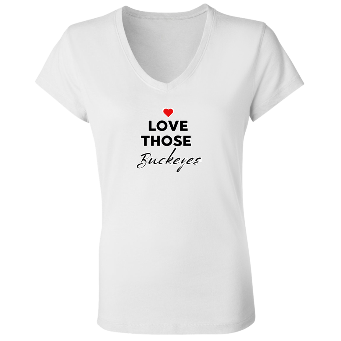 LOVEBUCKS Ohio State Ladies' Jersey V-Neck T-Shirt