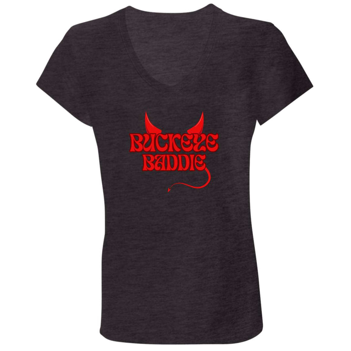 BADDIE Ohio State Ladies' Jersey V-Neck T-Shirt