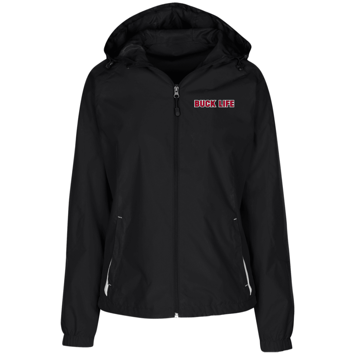 BUCKLIFE Ohio State Ladies' Jersey-Lined Hooded Windbreaker