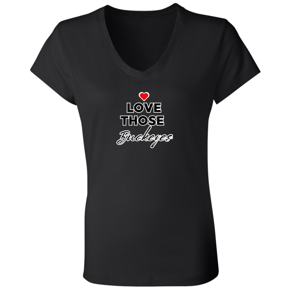 LOVEBUCKS Ohio State Ladies' Jersey V-Neck T-Shirt