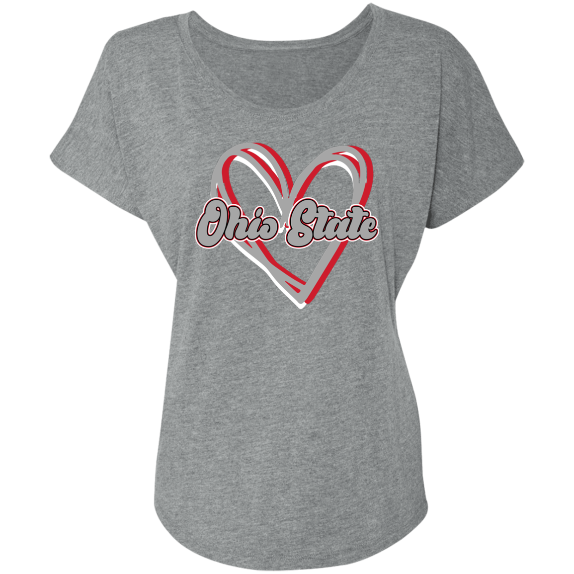 HEART Ohio State Ladies' Triblend Dolman Sleeve