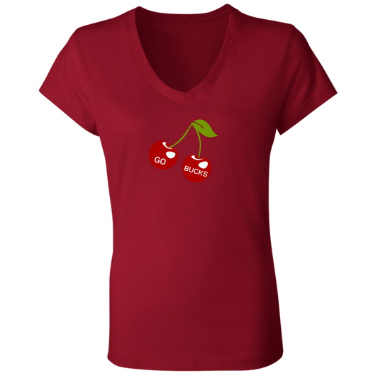 CHERRY Ohio State Ladies' Jersey V-Neck T-Shirt