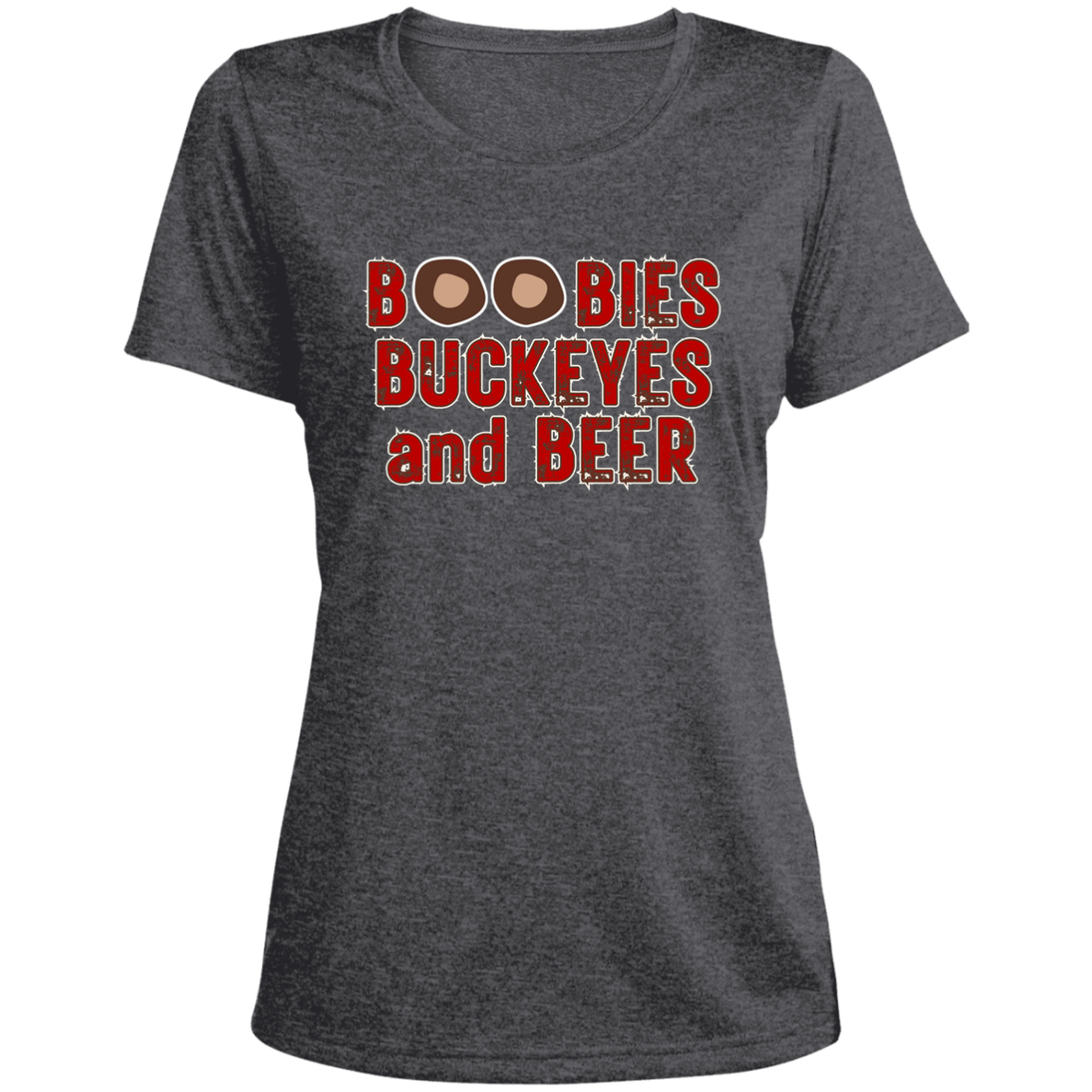 BOOBS Ohio State Ladies' Heather Scoop Neck Performance Tee