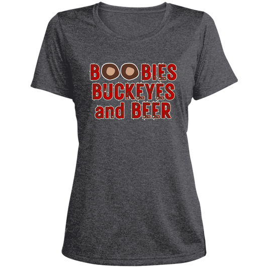 BOOBS Ohio State Ladies' Heather Scoop Neck Performance Tee