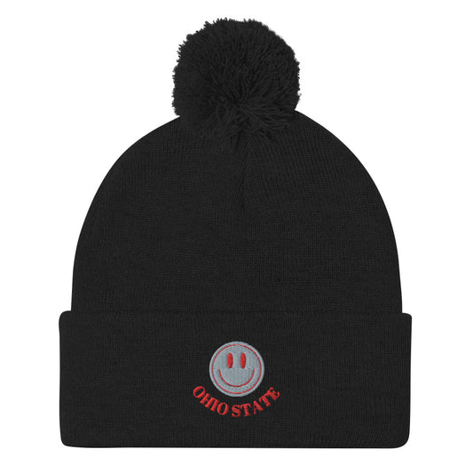 SMILEY Ohio State Stitched Knit Pom-Pom Beanie