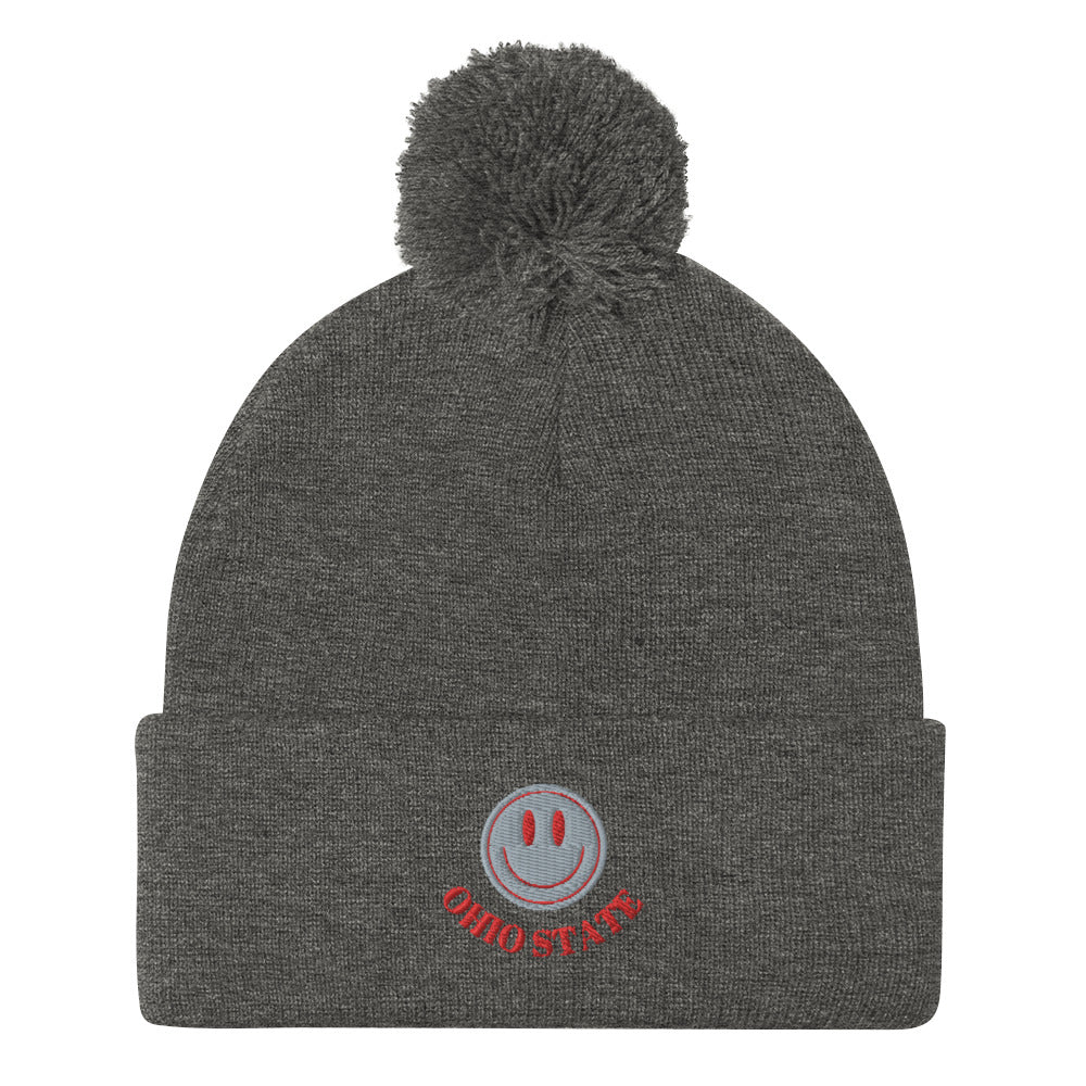 SMILEY Ohio State Stitched Knit Pom-Pom Beanie